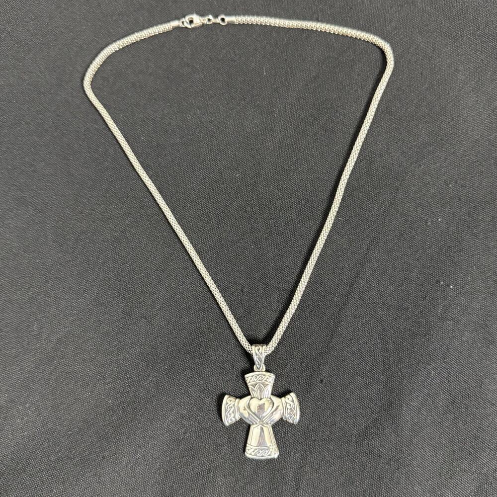 James Avery Silver Cross Claddagh Necklace